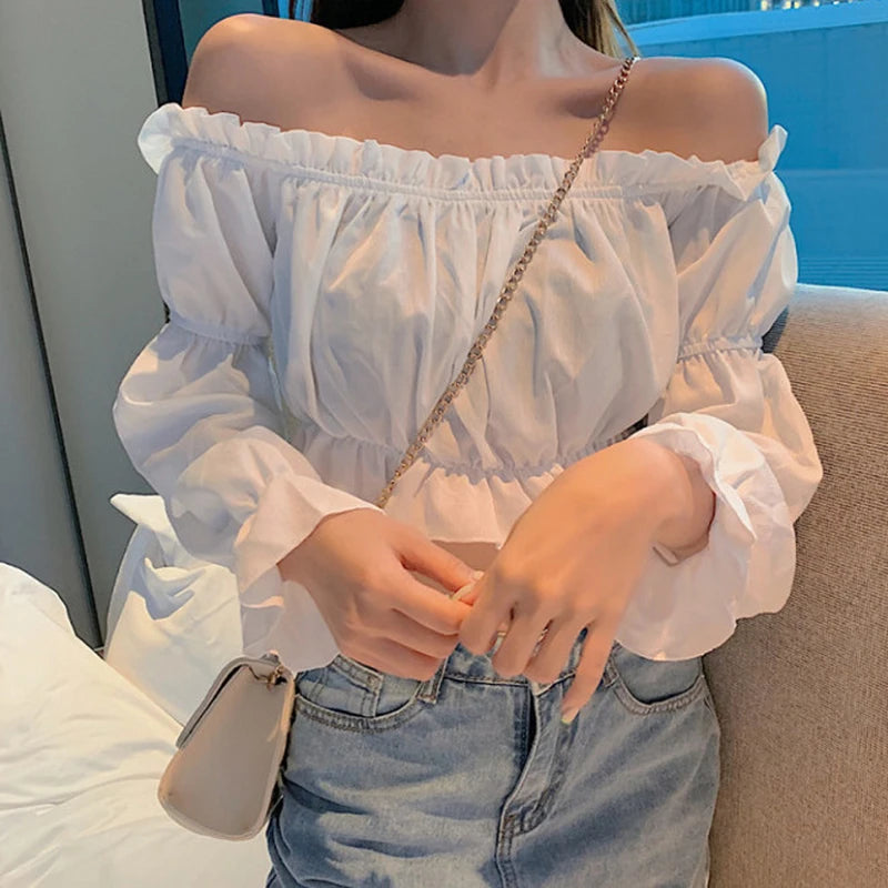 Blouse Off Shoulder Top Long Sleeve