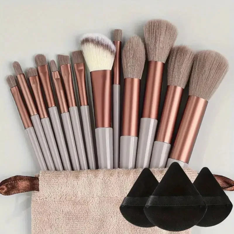 13pcs Premium Synthetic Nylon Bristle Makeup Brush Set Cosmetics