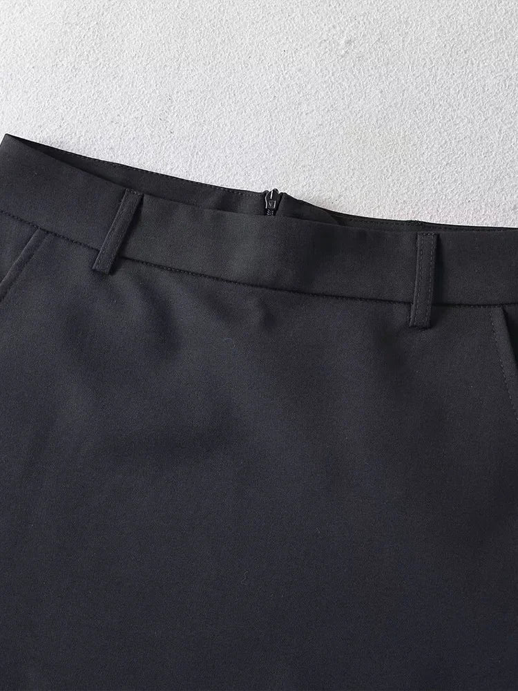 Solid Back Zipper A-Line Mini Skirt