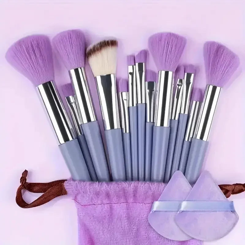 13pcs Premium Synthetic Nylon Bristle Makeup Brush Set Cosmetics