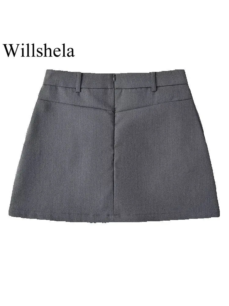 Solid Back Zipper A-Line Mini Skirt