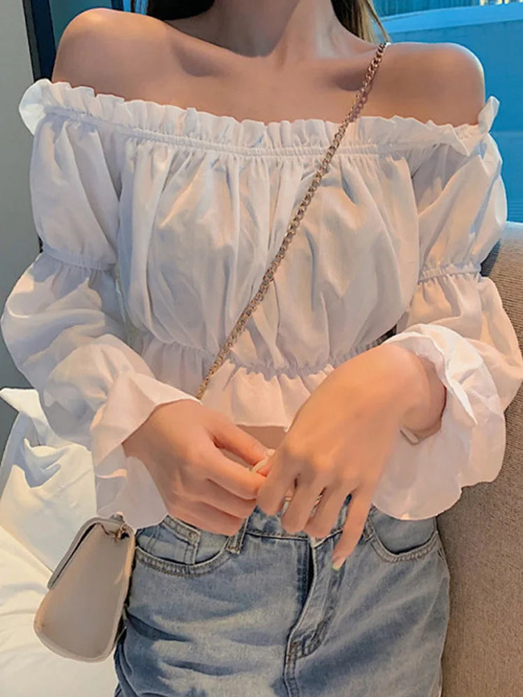 Blouse Off Shoulder Top Long Sleeve