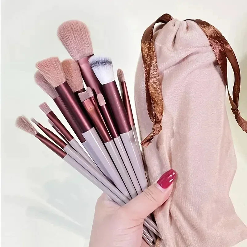 13pcs Premium Synthetic Nylon Bristle Makeup Brush Set Cosmetics