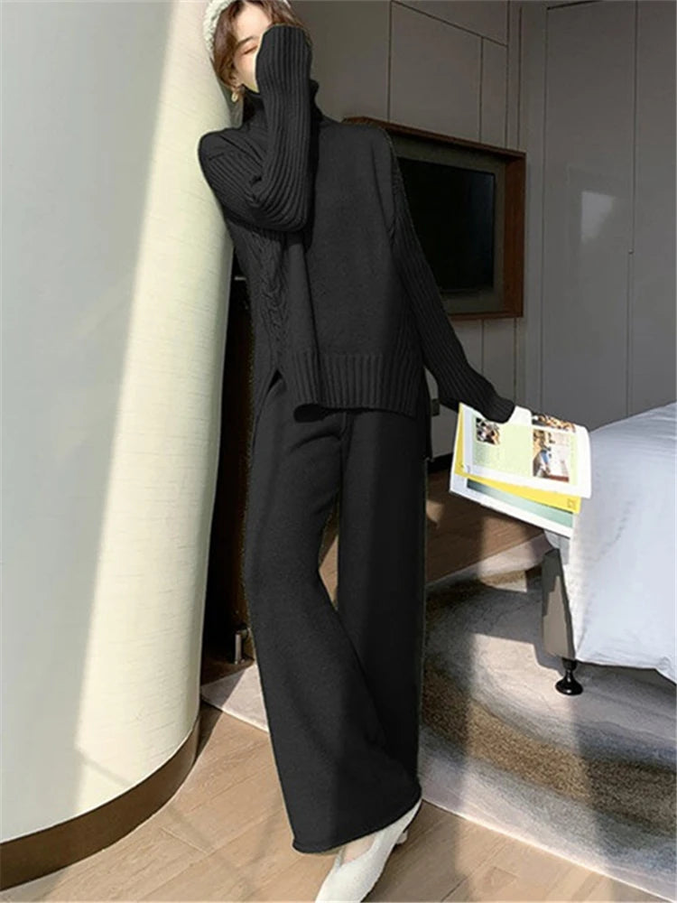 2 Pieces of Sweater and Wide Leg Jogging Pant