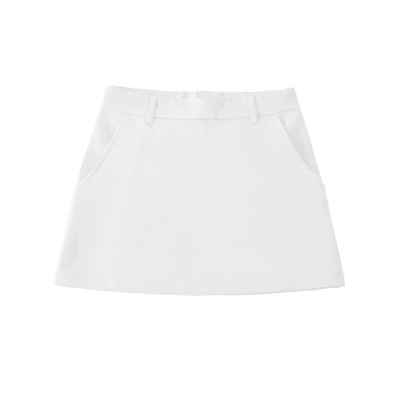 Solid Back Zipper A-Line Mini Skirt