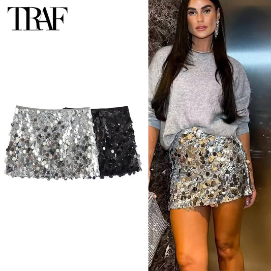 Sequin Mini Skirt Women