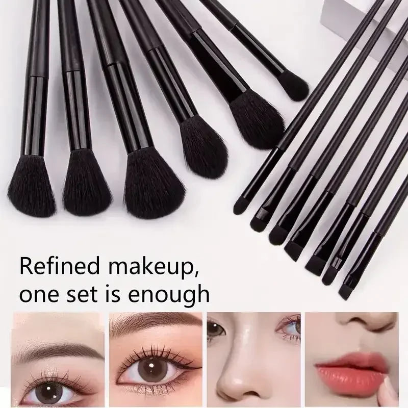 13pcs Premium Synthetic Nylon Bristle Makeup Brush Set Cosmetics