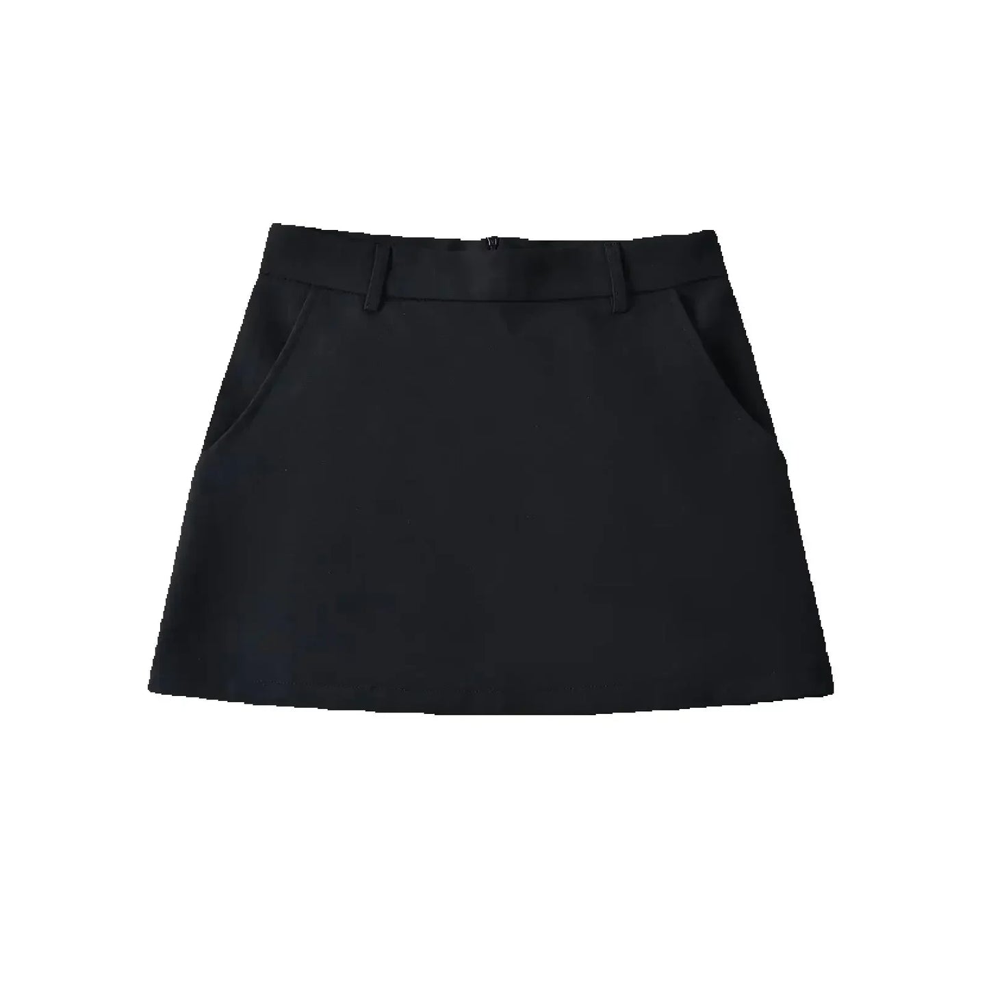 Solid Back Zipper A-Line Mini Skirt