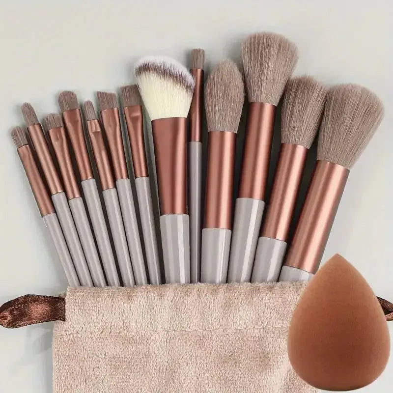 13pcs Premium Synthetic Nylon Bristle Makeup Brush Set Cosmetics