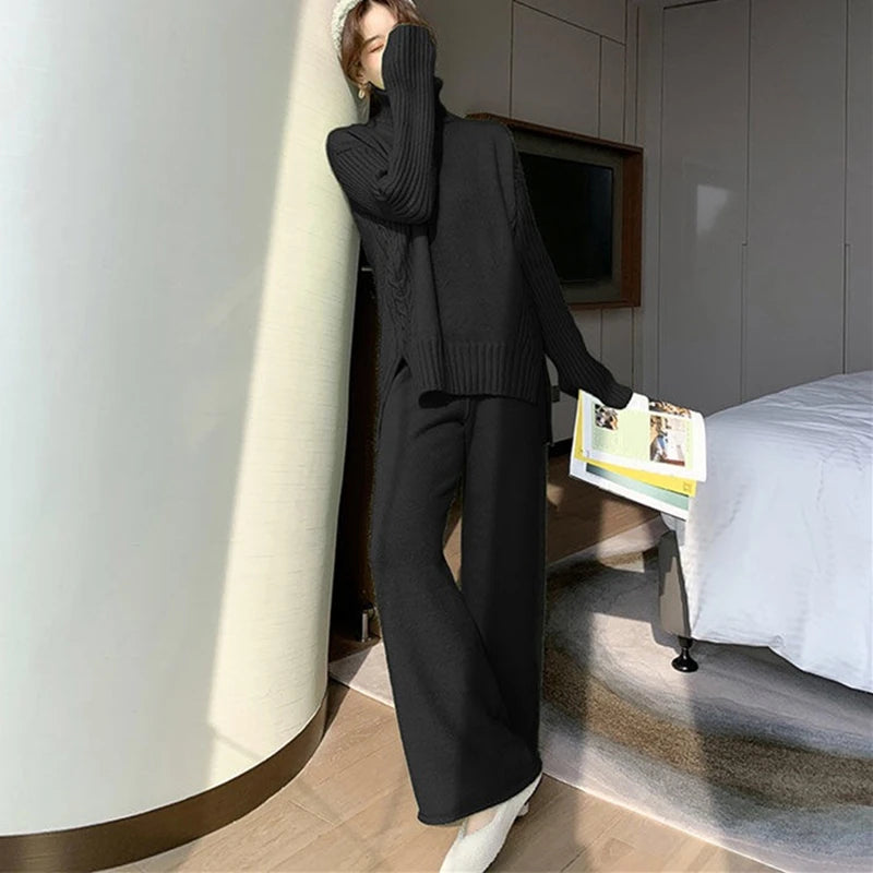 2 Pieces of Sweater and Wide Leg Jogging Pant