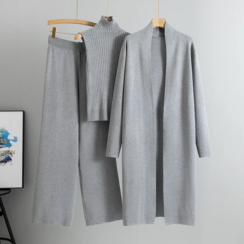 3 Piece Women Cardigan Tracksuits Sweater