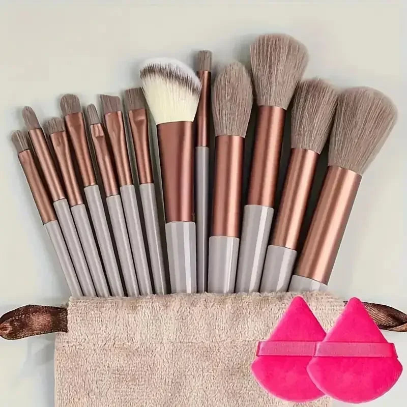 13pcs Premium Synthetic Nylon Bristle Makeup Brush Set Cosmetics