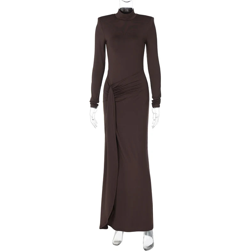 High Split Long Dress For Women Long Sleeve b1