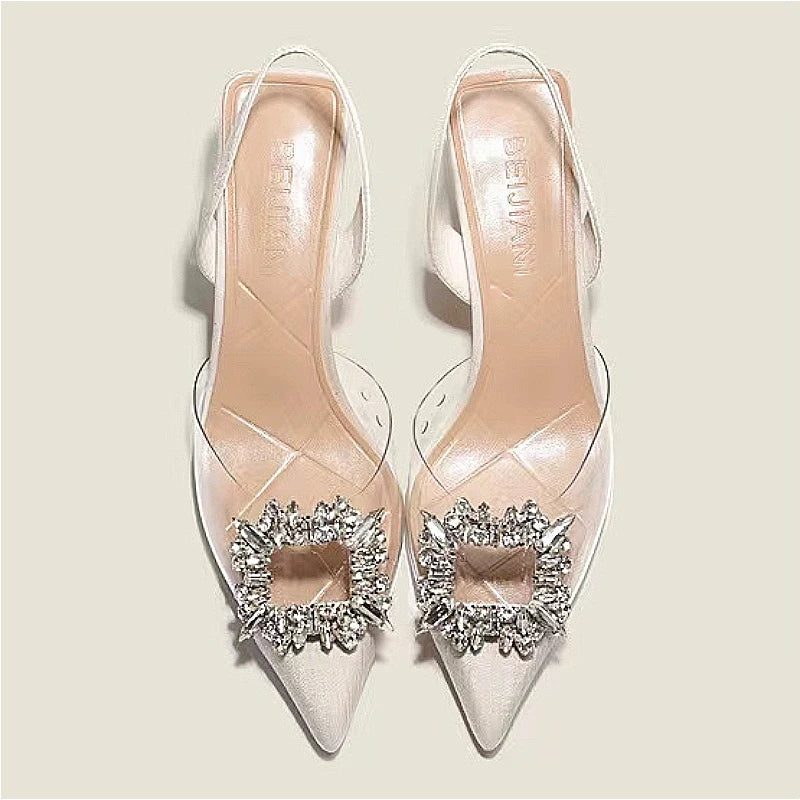 Comfortable Crystal Transparent Pointed Toe Women's High Heels shoes