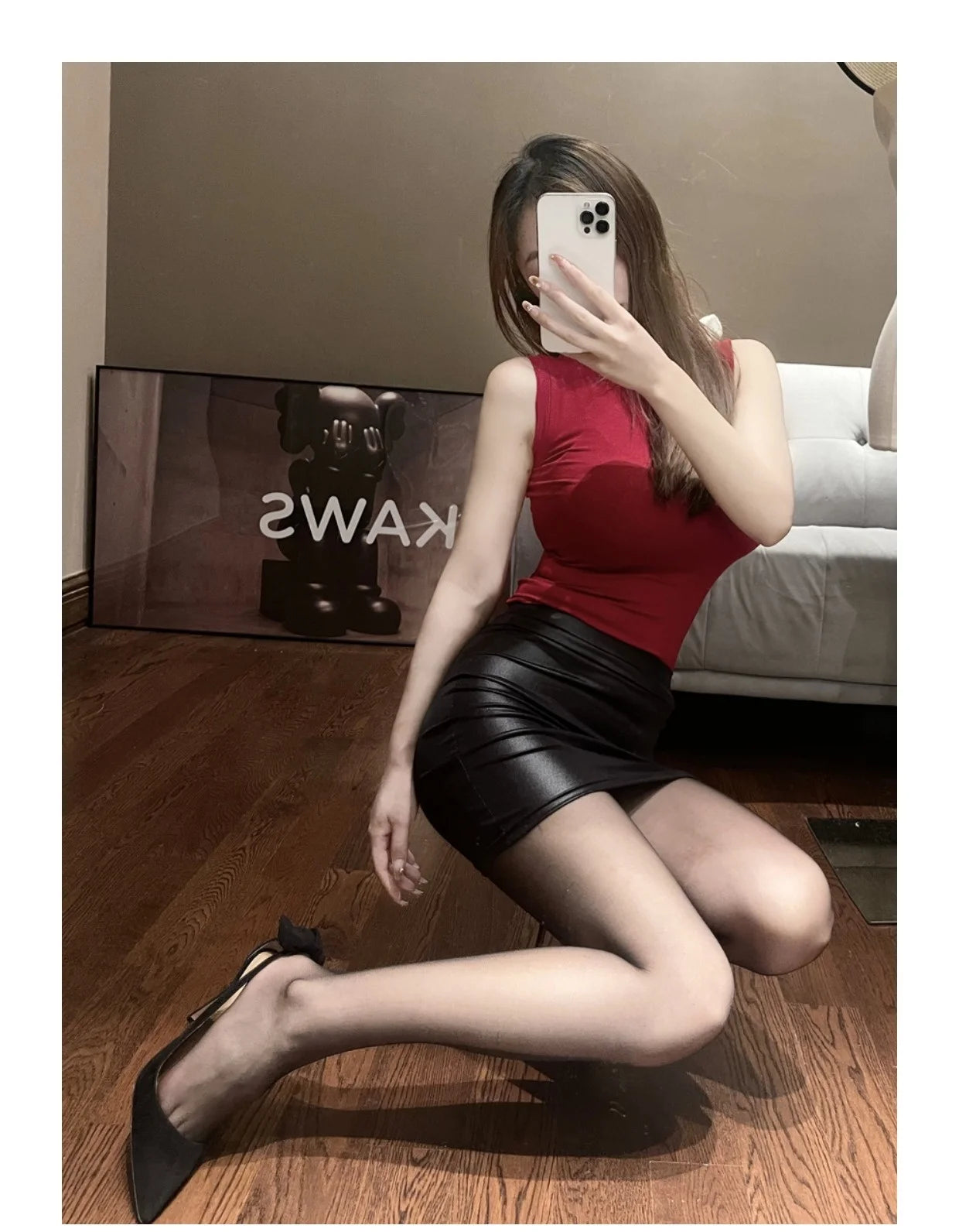 Leather Slim Mini Skirt