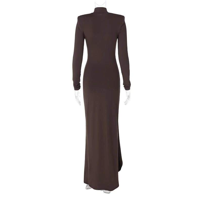 High Split Long Dress For Women Long Sleeve b1