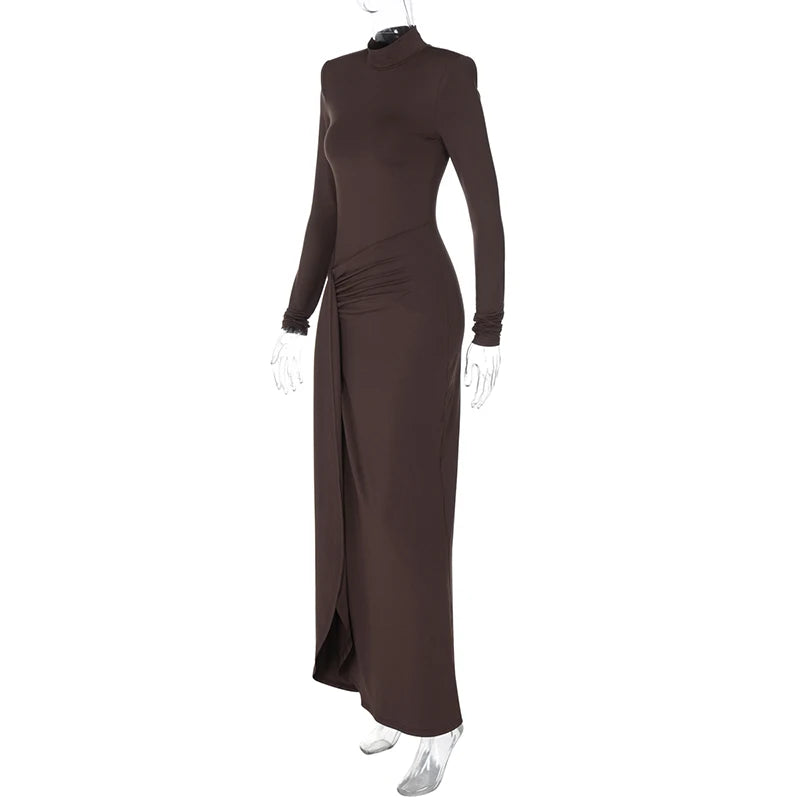 High Split Long Dress For Women Long Sleeve b1