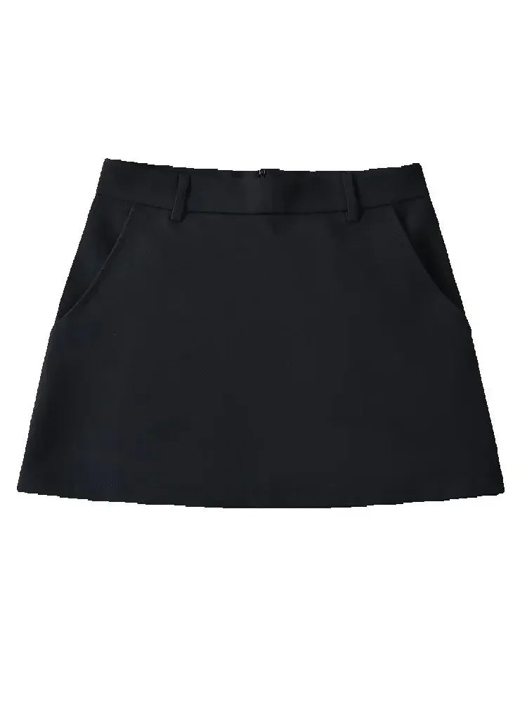 Solid Back Zipper A-Line Mini Skirt