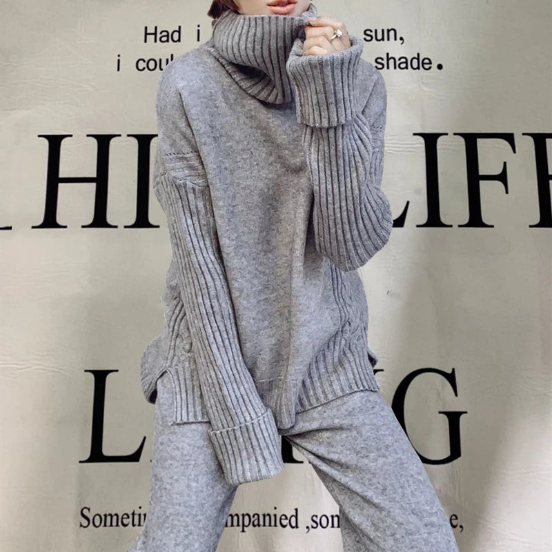 2 Pieces of Sweater and Wide Leg Jogging Pant