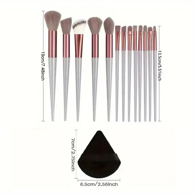 13pcs Premium Synthetic Nylon Bristle Makeup Brush Set Cosmetics