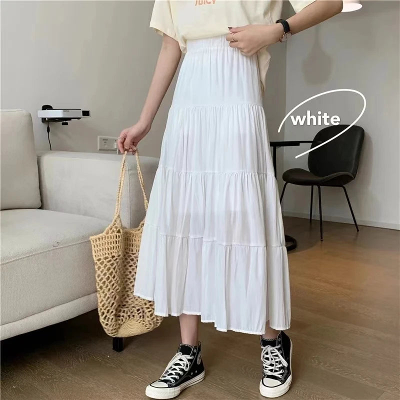 Women Skirts Vintage High Waist Elastic